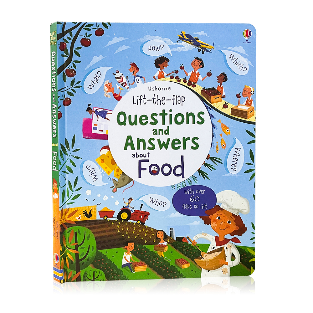 Usborne Book for Begginer Kids Toddler Lift The Flap Questions and Answers about Food Children's Activity Books Interactive Knowledge English Reading Book for 3-6 Years Old Birthday Gifts หนังสือเด...