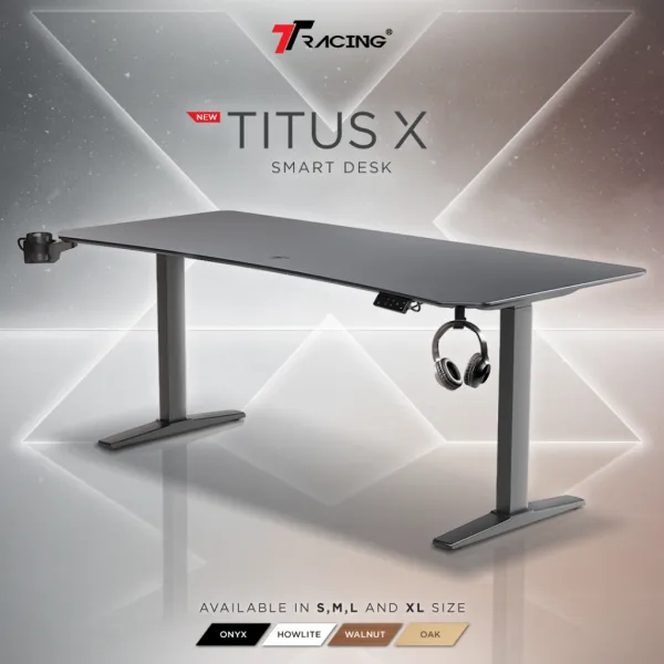 TTRacing Titus X Smart Standing Desk โต๊ะคอม ดีไซน์ล้ำ ปรับระดับความสูงได้ หน้าโต๊ะกว้าง ขอบไร้เหลี่ยม ทนทาน