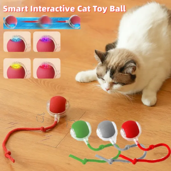 ของเล่นแมวโต้ตอบ Ball ลูกบอลกลิ้งไฟฟ้าอัตโนมัติของเล่นสําหรับแมว/คิตตี้สัตว์เลี้ยงสมาร์ทชาเซอร์อัตโนมัติ USB ชาร์จ