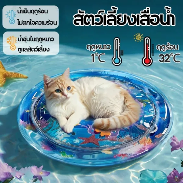 สัตว์เลี้ยงเสื่อน้ำ💦 ที่นอนเย็น เบาะน้ำพองลม 3 มิติ พร้อมปูปลาดุ้กดิ้กในน้ำ เบาะเป่าลม ของเล่นแมว