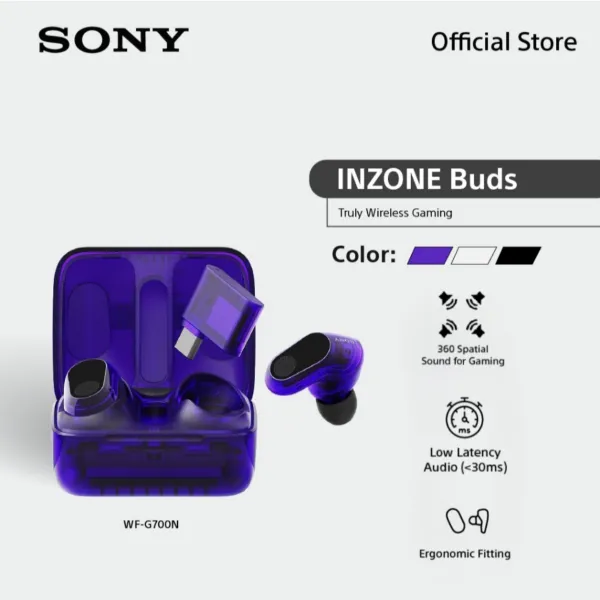 Sony หูฟัง Gaming In Ear INZONE Buds Truly Wireless รุ่น WF-G700N | Wireless Noise Cancelling Gaming Earbuds | 360 Spatial Sound | Battery Life Max.12 hrs.