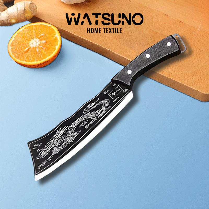 มีดบังตอลายมังกร แถมซองหนังฟรี เสริมสิริมงคลปีมังกร สับกระดูก มีดทำครัว คมกริบ เหล็กดี หัน ซอย สับ คมมาก