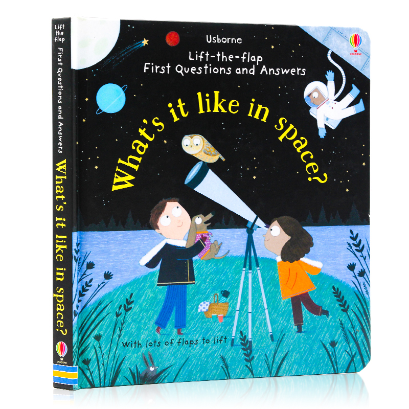 หนังสือภาษาอังกฤษ Usborne First Questions and Answers What's It Like In Space Lift-The-Flap Interactive Montessori Education Board Book English Children Book Bedtime Storybook for Kids Early Readin...