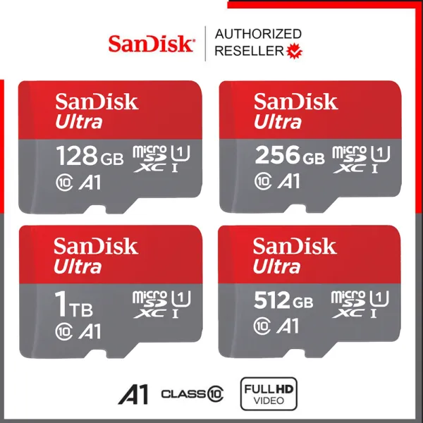 Sandisk Ultra Micro SD Card 128/256/512GB SDXC Class10 A1 Speed 140mb/s,150mb/s (SDSQUAB) mobile tab