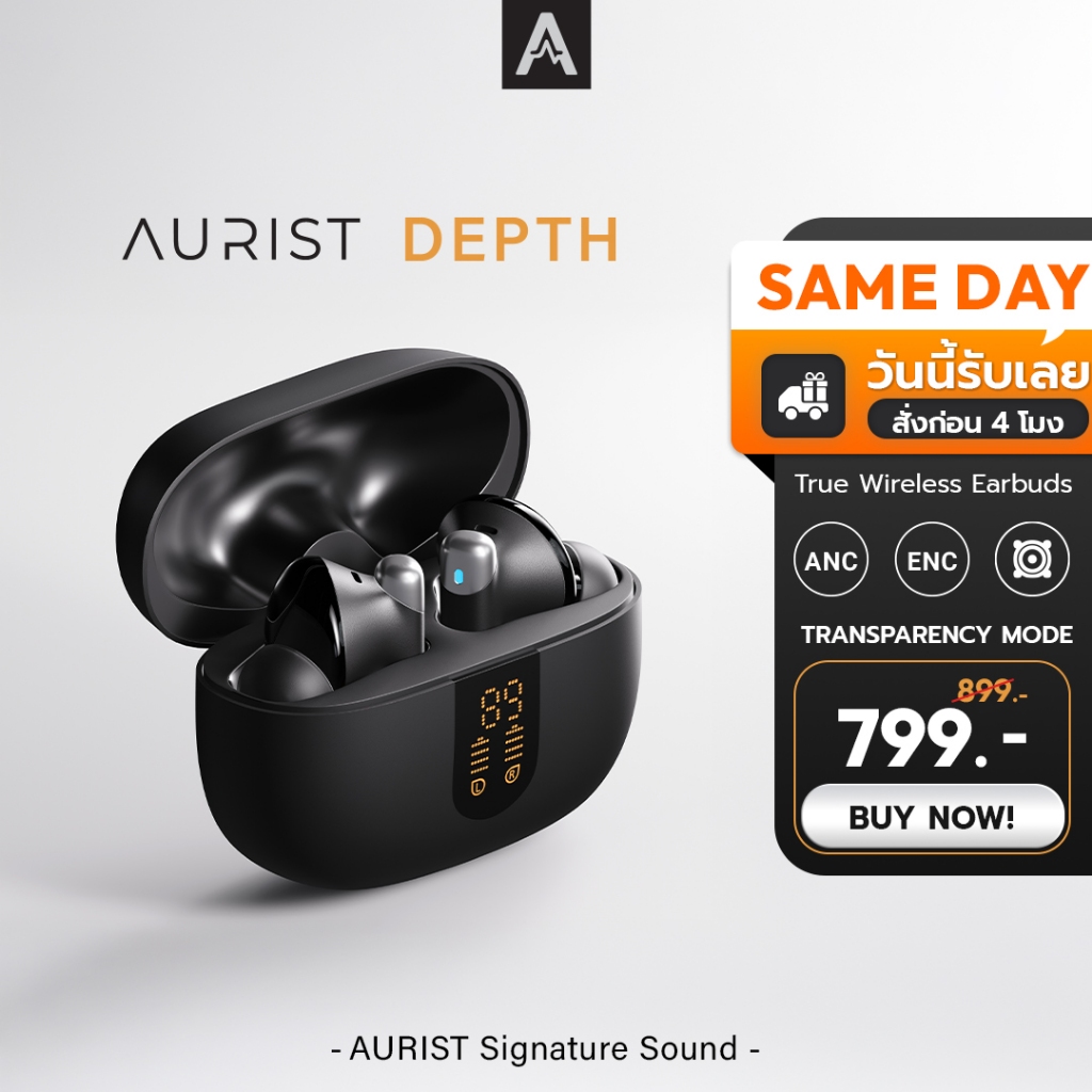 Aurist Depth by ENYX หูฟังบลูทูธ ENC ANC ตัดเสียงรบกวน เบสแน่น ไร้สาย กันน้ำ IP54