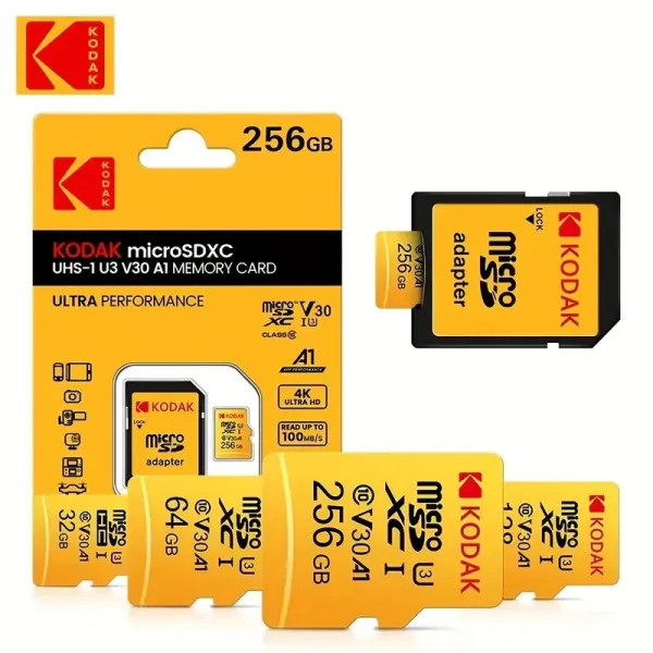 [ส่งจากไทย แท้]การ์ด Micro SD Card Kodak U3 A1 100MB/s | 64GB, 128GB, 256GB | V30 4K HD วิดีโอ