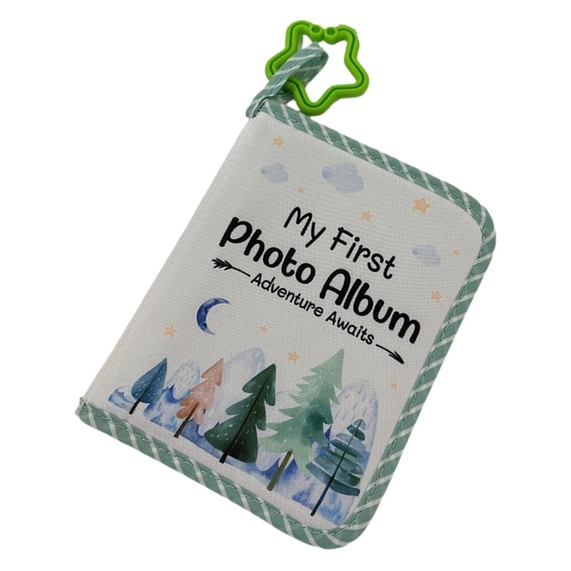 YU Forest Design ผ้า Memory Book สําหรับทารกผู้ถือรูปภาพ Baby First Year Photo Album พร้อมแหวนฟันและ Mirro