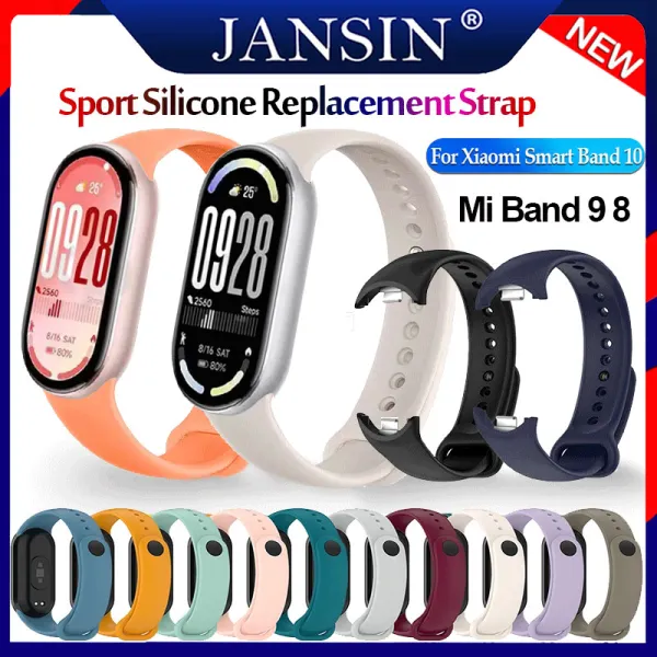 สร้อยข้อมือซิลิโคนสำหรับวง Xiaomi Smart Band 10 สร้อยข้อมือสีเปลี่ยนสายรัด Xiaomi Mi Band 10 9 8 สายรัดข้อมือสายรัดที่ดีที่สุดสาย Mi Band 8 miband 9