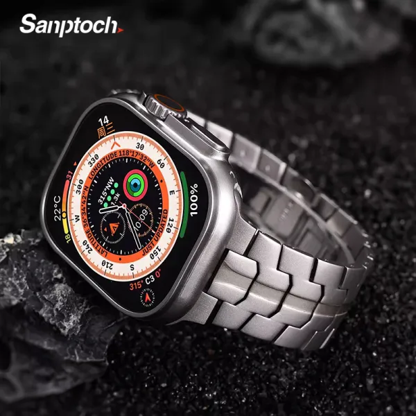 Sanptoch สายรัด IWatch สแตนเลสสุดหรูสำหรับ Apple Watch 38mm,ขนาด40มม. 41มม. 42มม. 44มม. 45มม. 49มม. ความแม่นยำสูงแถบเหล็กสำหรับ IWatch Series 9/8/7/6/5/4 /Se/ Ultra2สร้อยข้อมือวงแหวนที่ทนทาน