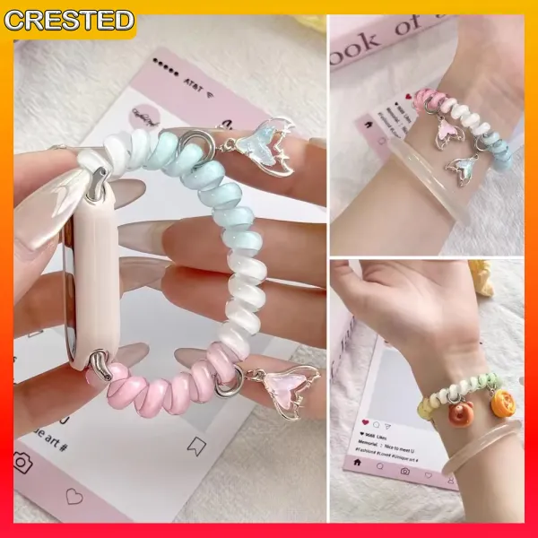 สายรัดยืดยืดหยุ่นน่ารักสำหรับ Xiaomi Smart Band 11 10 9 8 TPU สาย Xiaomi 10สายรัด Xiaomi 9สายสำหรับผู้หญิง
