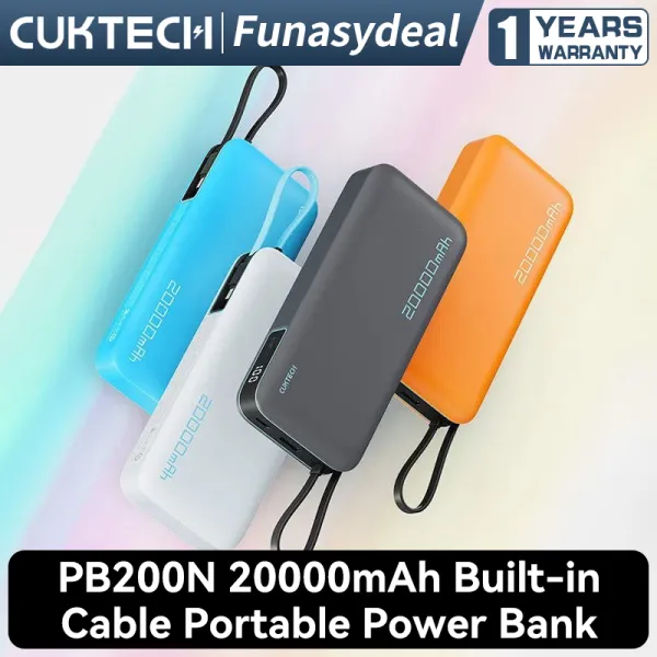 CUKTECH PB200N 20000mAh พาวเวอร์แบงค์ มีสายในตัว ความจุสูง 55W PD ชาร์จเร็ว พกพา รองรับ MacBook iPhone 17 16 15 14 Samsung S25 S24 Xiaomi 15 14