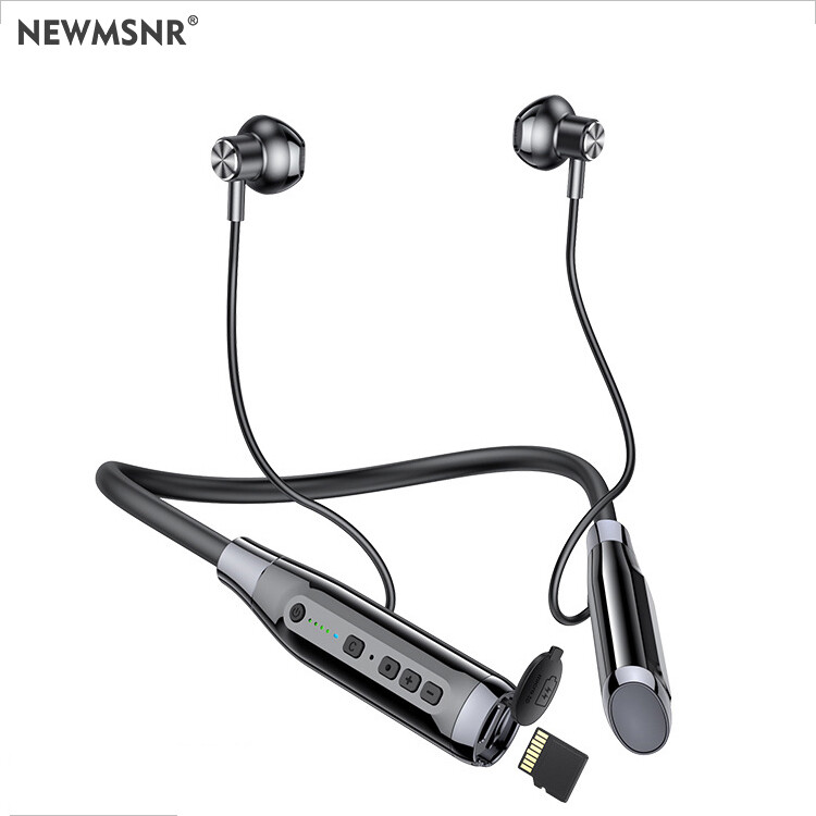 Newmsnr 100H Play Time Neckband 9D Stereo Bass Bluetooth Earphone Built In HD Microphone Wireless Earphones Waterproof Sweatproof In Ear Headphones Noise Reduction Sport Headset Original High Quali...
