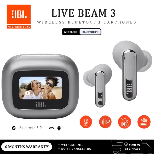 หูฟังบลูทูธไร้สาย LIVE BEAM 3 - มีระบบ ANC ยับยั้งเสียงรบกวน หูฟังอินเอียร์ พร้อมหน้าจอสัมผัส LED