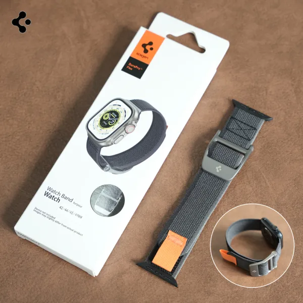 Spigen สายนาฬิกา Apple แบบยืดหยุ่นทนทาน,แถบผ้าไนลอนแบบพิเศษ49มม. สำหรับเปลี่ยนเหมาะสำหรับนาฬิกา Apple ขนาด45มม. 44มม. 41มม. 40มม.