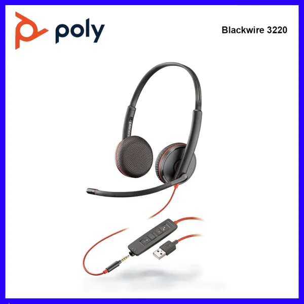 Original Plantronics Blackwire 3220หูฟังแบบมีสายพร้อมระบบตัดเสียงรบกวน