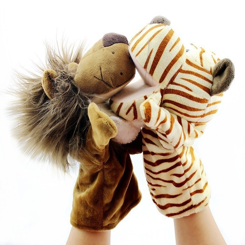 【In Stock】Animal Plush Hand Puppets Childhood Kids Cute Soft Toy Elephant Lione Monkey Shape Story Pretend Playing Dolls Gift For Children