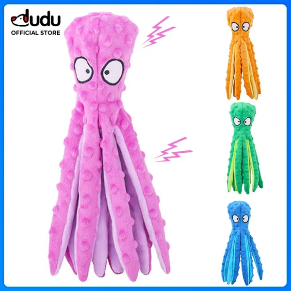 Dudu Pet】ของเล่นสุนัขเล่นกลางแจ้ง Boneka Mainan นิ่ม8ขาปลาหมึกของเล่นสุนัขส่งเสียงโต้ตอบของเล่นสำหรับบีบฟันเคี้ยวกระดาษป้องกันความเครียด