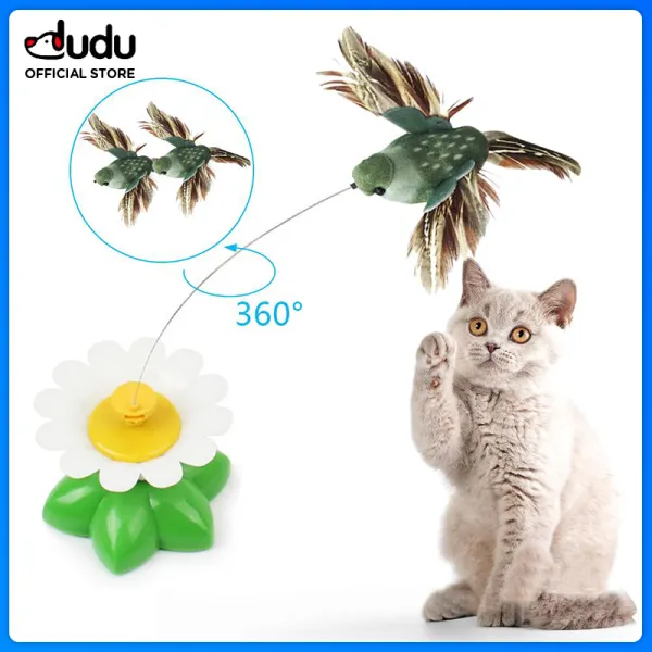 【DUDUสัตว์เลี้ยง】Electricหมุนที่นั่งBirdieแมวตลกของเล่นสัตว์เลี้ยงสำหรับแมวKitten Auto Flying Birds Kittyของเล่นหยอกล้อ (สีสุ่ม)
