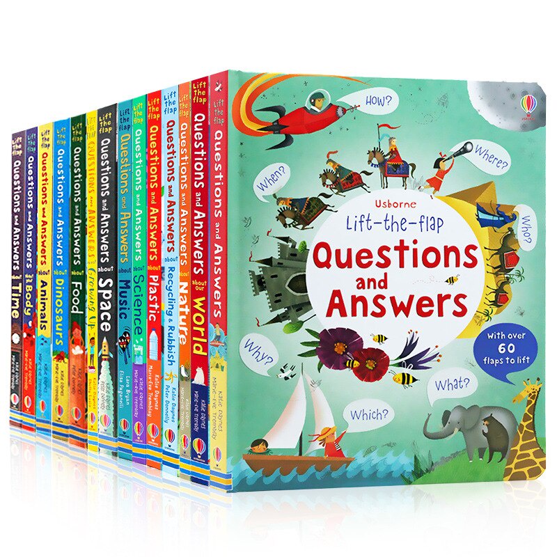 หนังสือภาษาอังกฤษ​ Usborne Lift-The-Flap Question​s and​ Answers หนังสือ หนังสือป๊อปอัพ สามมิติ 3D Interactive Montessori Education Board Book Early Reading English Learning Materials for Kids Chil...