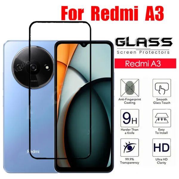 ฟิล์มกระจกเต็มจอ Redmi A3 A2Plus A1 13C 12C ตรงรุ่น ติดง่าย สำหรับ XIAOMI RedmiA3 กระจกนิรภัยกันรอยหน้าจอ