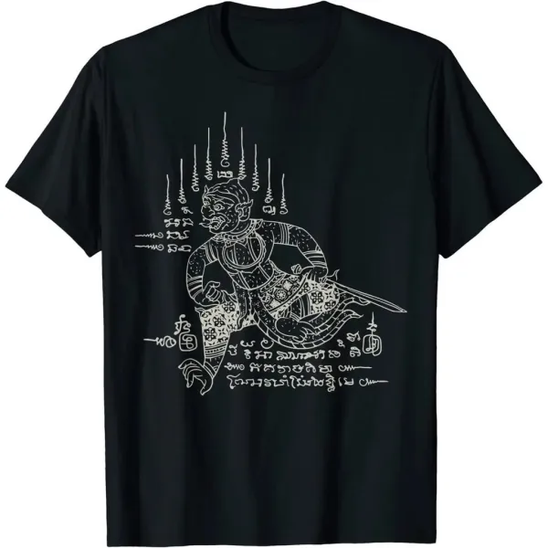 HOT เสื้อยืดลายสักไทยสักวันเสื้อยืดลายหนุมานในตำนานยันต์ประเทศไทยเสื้อยืด Unisex
