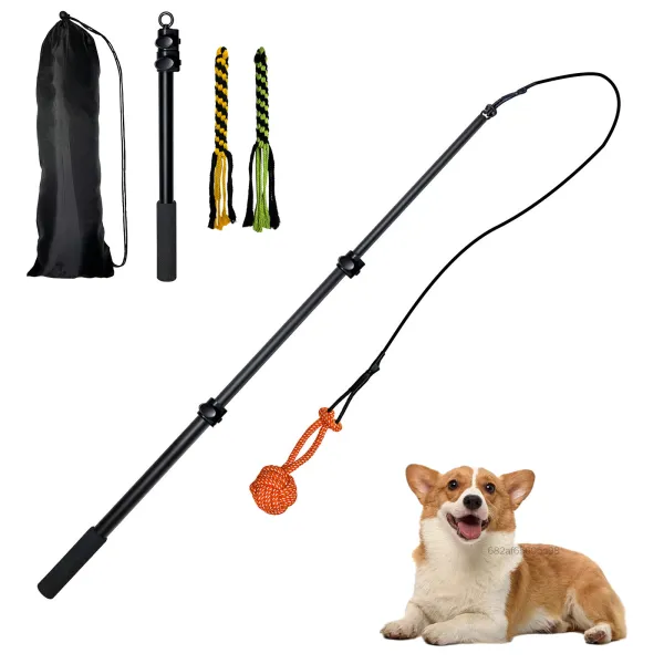 PetStbuyi Pet Interactive Flirt Pole Toy ทนทานนำของเล่นสัตว์เลี้ยงที่สนุกสนานไม่รู้จบสำหรับการฝึกฝนความยืดหยุ่นของสุนัขของคุณ