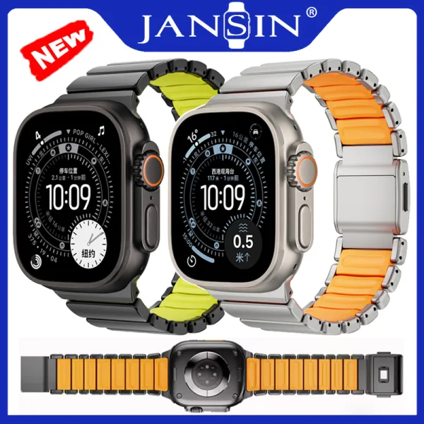 สายสแตนเลส สําหรับ Apple Watch Ultra 3 2 1 49mm 46mm 45mm 44mm สายโลหะซิลิโคน สําหรับ iWatch Series 11 10 9 8 7 6 5 SE3