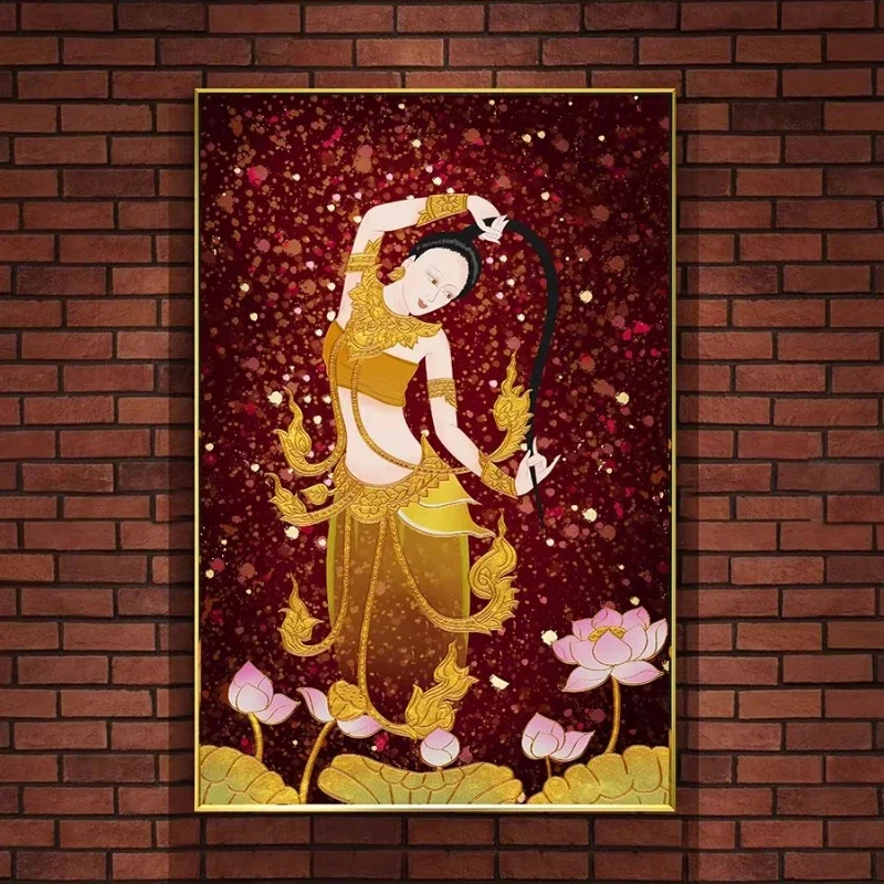 2025 Southeast Asian Style Character Decoration Painting Thai Spa Club Massage Shop Posters Pictures Canvas Wall Art Home Decor