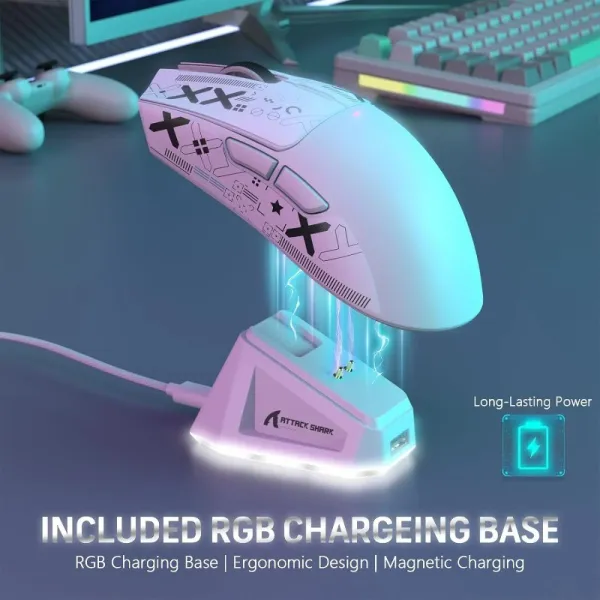 ATTACK SHARK X11 PAW3311 22000DPI Wireless Mouse Tri-Mode 2.4GHz/Wired/Bluetooth Touch Magnetic Charging Dock Ultra-Light Gaming Mouse
