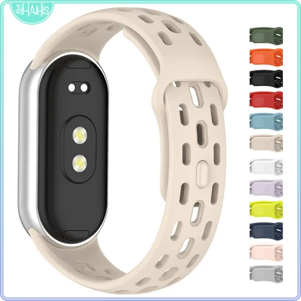 สายยางซิลิโคนนิ่ม ระบายอากาศได้ดี สายรัดข้อมือกีฬา สำหรับ Xiaomi Smart Band 11/10 Mi Band 9 8 รองรับรุ่น NFC อุปกรณ์เสริมSmart Band