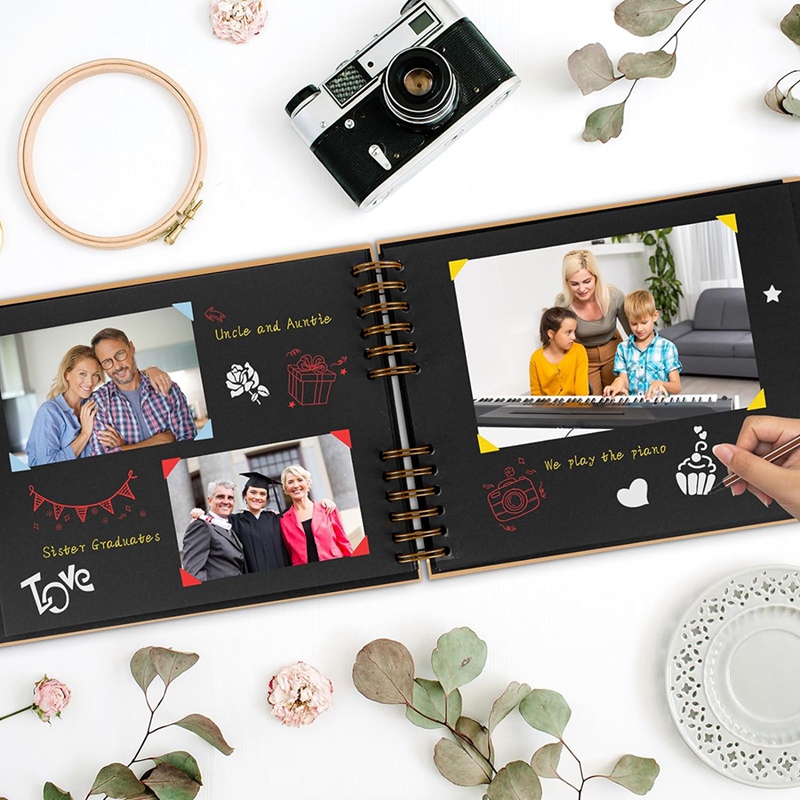 [frthrthrt]DIY Scrapbook Album, 11.4 X 8.5Inch 80 Pages Photo Album Scrapbook Thick DIY Scrap Book for Graduation Gift