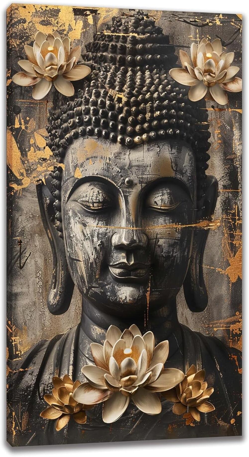 Large Size Zen Buddha Wall Art Lotus Meditation Wall Decor Oil Painting Modern Canvas Prints Pictures Painting Artwork Home Decoration for Living Room Master Bedroom Gallery Office Hallway 0411js