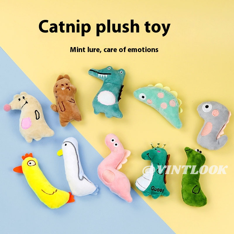 ตุ๊กตาของเล่นสัตว์เลี้ยง VINTLOOK กับ Catnip อินเตอร์แอกทีฟแมวนุ่มสนุก