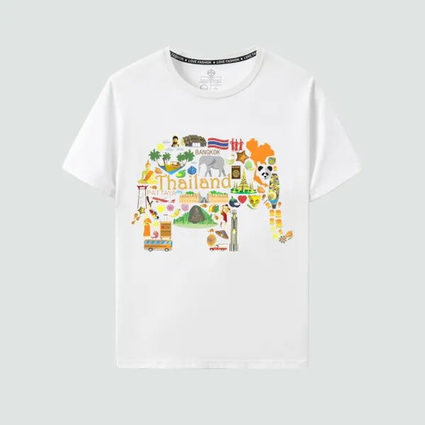 🔥HOT SALE🔥 เสื้อยืด Unisex ลายช้างไทย โอเวอร์ไซส์ ลายพิมพ์มงคล Thailand เสื้อสวยๆ ผ้าคอตตอน