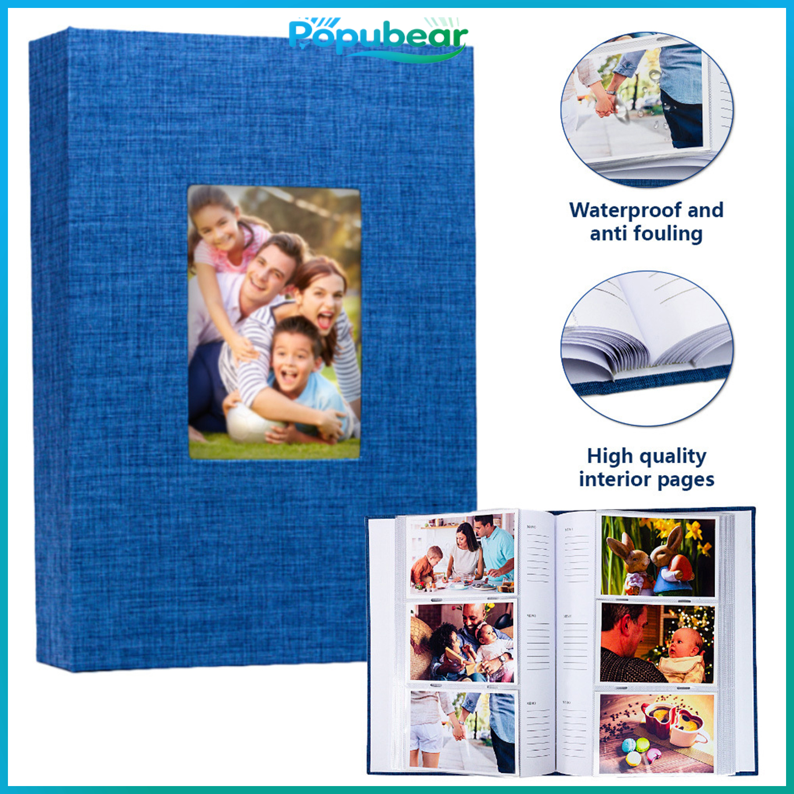 Pp Inner Pages Photo Album Travel Photo Album Personalized 4x6 Photo Album 300 Pockets Linen Cover Scrapbook with Front Window – Memory Book for Baby Couples Vacation Anniversary Wedding Keepsake