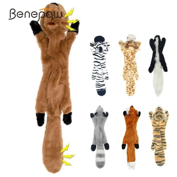 Benepaw อุปกรณ์ส่งเสียงตุ๊กตาหนานุ่มสำหรับสุนัขแบบโต้ตอบได้ปลอดภัยสำหรับสัตว์เลี้ยงของเล่นบีบมีเสียงไม่ยัดนุ่นทนทานสุนัขขนาดกลางขนาดใหญ่ของเล่นซักด้วยเครื่องซักผ้าได้รูปสัตว์