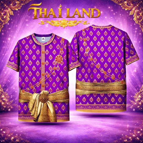[พร้อมส่ง] เสื้อยืดลายไทย "สงกรานต์สยาม" ชุดไทยไม่ต้องนุ่ง พิมพ์ลายเต็มตัว ผ้าไมโครเกรด A แห้งไว ไม่ร้อน เสื้อไปวัด