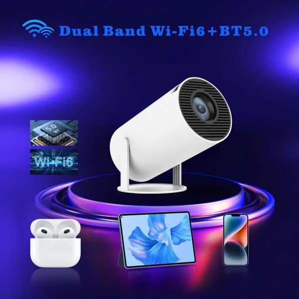 โปรเจ็คเตอร์ขนาดเล็กมี Wi-Fi และบลูทูธ1080P รองรับโปรเจคเตอร์โฮมเธียเตอร์แบบพกพาพร้อมแอปในตัวระบบแอนดรอยด์130 "ปาฏิหาริย์ออกอากาศจอแสดงผลขนาดยักษ์ USB รองรับ HDMI สมาร์ทโฟนทีวีสติ๊ก PS5 PC สำหรับเล...