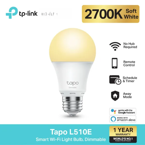 TP-Link Tapo L510E หลอดไฟอัจฉริยะ Warm White ขั้ว E27 Smart Wi-Fi Light Bulb ตั้งค่าเปิด/ปิดผ่านแอป สั่งการด้วยเสียงได้