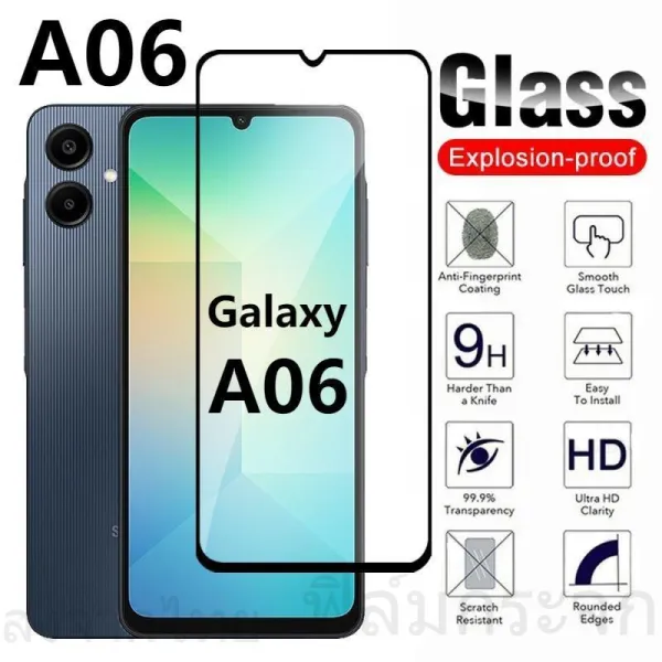 ส่งจากไทย ฟิล์มกระจกเต็มจอ ฟิล์มกระจกสำหรับ Samsung A06 GalaxyA06 FORSamsungA06 A 06 2024, ฟิล์มกันกระแทก ฟิล์มกันรอย ฟิล์มกระจกนิรภัย HD ฟิล์มกันรอยด้านหน้า ฟิล์มป้องกันหน้าจอ สวย แข็งแรง ทนทาน พร...