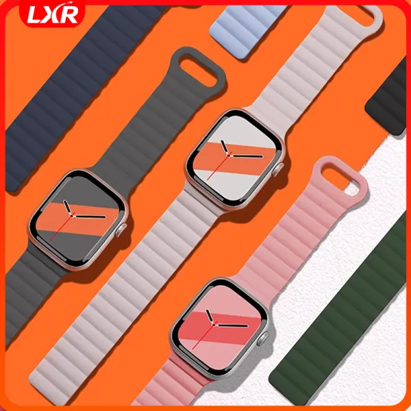 สายซิลิโคนแม่เหล็กสำหรับ Apple Watch Ultra 3/2/1, Series 12/11/10/9/8/7/6/5/4/SE - สายกีฬากันน้ำ กระชับพอดี ปรับระดับแม่เหล็กได้ ส่งฟรี
