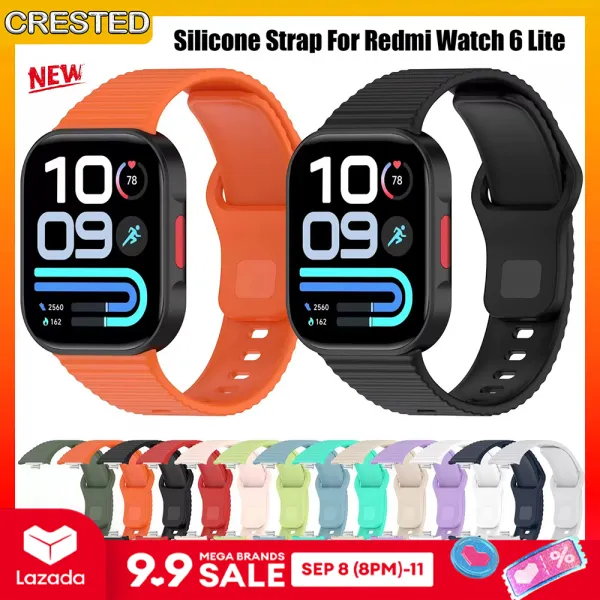 สายรัดข้อมือซิลิโคนสปอร์ตสำหรับ Redmi Watch 6 Lite/6 Active/6/5/4 และ Xiaomi Mi Band 10/9/8 Pro สีสันหลากหลาย