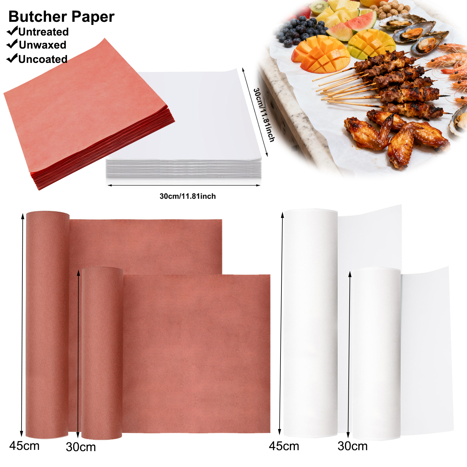10M Butcher Paper Roll - Food-Grade Peach Butcher Paper for Smoker,Smoking and Wrapping Meat - Unbleached, Unwaxed and Uncoated